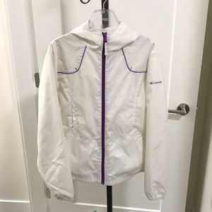 Columbia White & Purple Rain Jacket